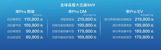 全球品智大五座SUV宋Pro赞放上市