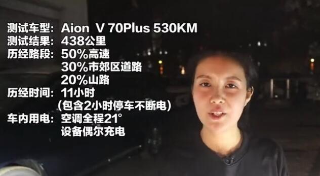 Aion V续航“全球”首测，11小时不断电跑438公里！